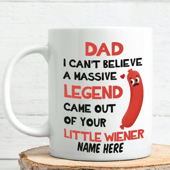 Funny 11oz White Mug for Stepdad – Dad I Can't Believe, Customize Name - Picture 1 of 4